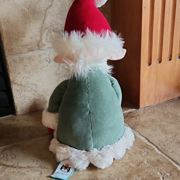 Jellycat Large Leffy Christmas Elf Doll in Green Coat and Red Hat - Picture 5 of 12